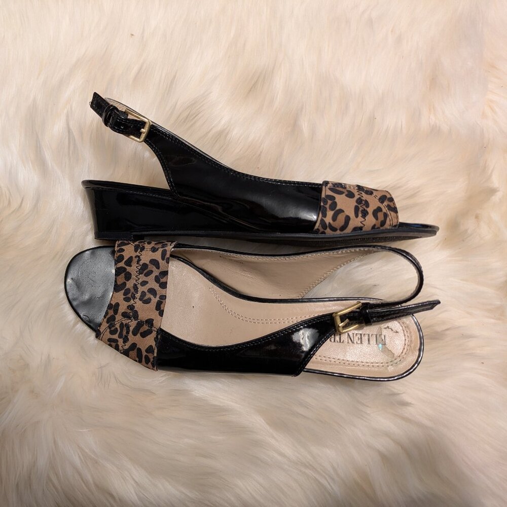 Ellen Tracy Patent Sling Back Wedge Heel Sandal